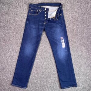 Levis 501 Original Fit Jeans Mens 29x30 Dark Wash Button Fly Stretch Denim NEW‎